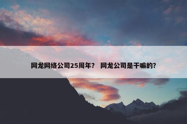 网龙网络公司25周年？ 网龙公司是干嘛的？