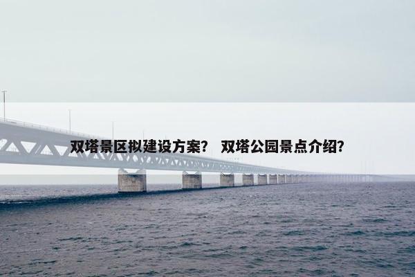 双塔景区拟建设方案？ 双塔公园景点介绍？