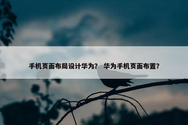 手机页面布局设计华为？ 华为手机页面布置？