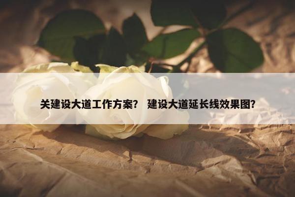 关建设大道工作方案？ 建设大道延长线效果图？