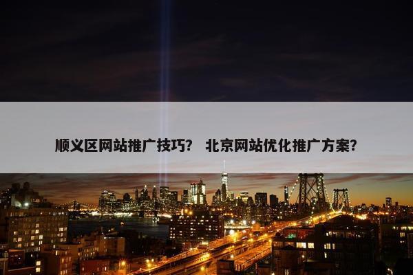 顺义区网站推广技巧？ 北京网站优化推广方案？