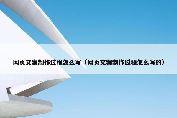 网页文案制作过程怎么写（网页文案制作过程怎么写的）