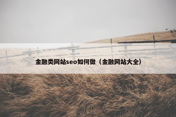 金融类网站seo如何做（金融网站大全）