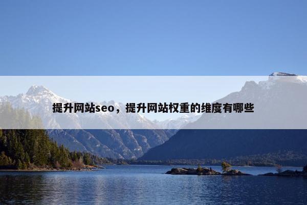 提升网站seo，提升网站权重的维度有哪些