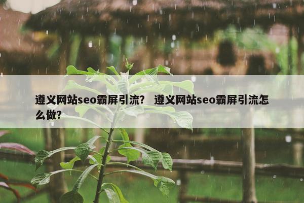 遵义网站seo霸屏引流？ 遵义网站seo霸屏引流怎么做？