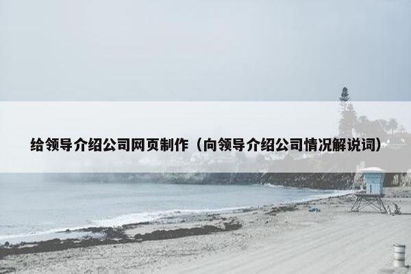 给领导介绍公司网页制作（向领导介绍公司情况解说词）