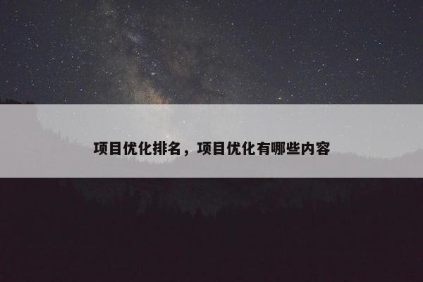项目优化排名，项目优化有哪些内容