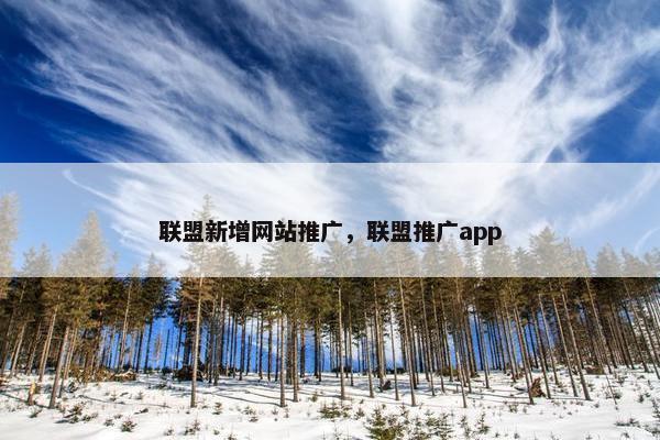 联盟新增网站推广，联盟推广app