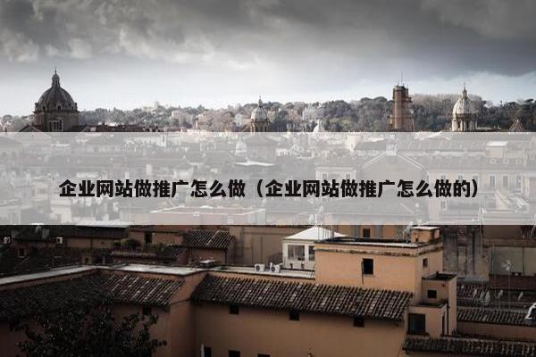 企业网站做推广怎么做（企业网站做推广怎么做的）