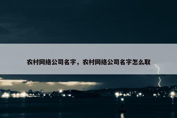 农村网络公司名字，农村网络公司名字怎么取