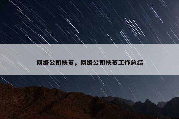 网络公司扶贫，网络公司扶贫工作总结