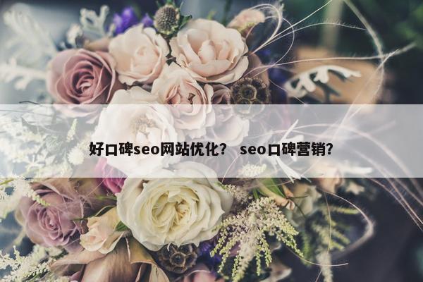 好口碑seo网站优化？ seo口碑营销？