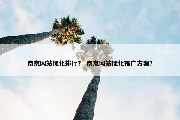 南京网站优化排行？ 南京网站优化推广方案？