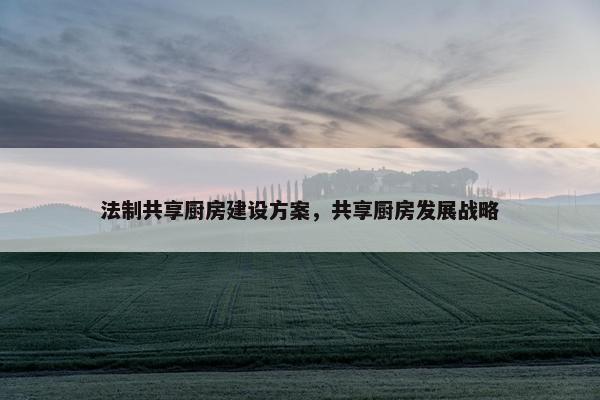 法制共享厨房建设方案，共享厨房发展战略