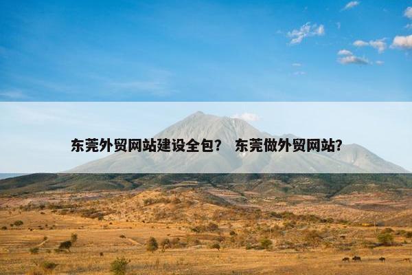 东莞外贸网站建设全包？ 东莞做外贸网站？