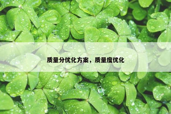 质量分优化方案，质量度优化