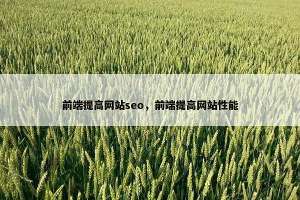 前端提高网站seo，前端提高网站性能