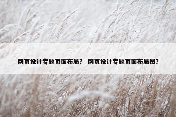 网页设计专题页面布局？ 网页设计专题页面布局图？