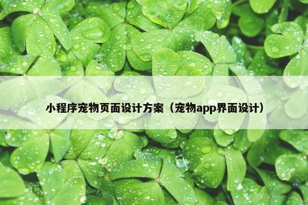 小程序宠物页面设计方案（宠物app界面设计）