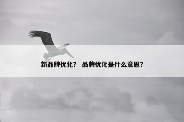 新品牌优化？ 品牌优化是什么意思？