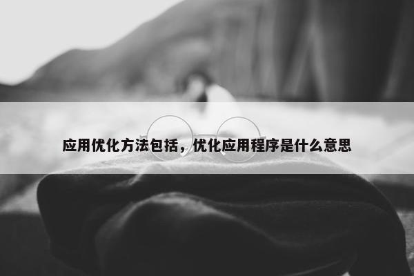 应用优化方法包括，优化应用程序是什么意思
