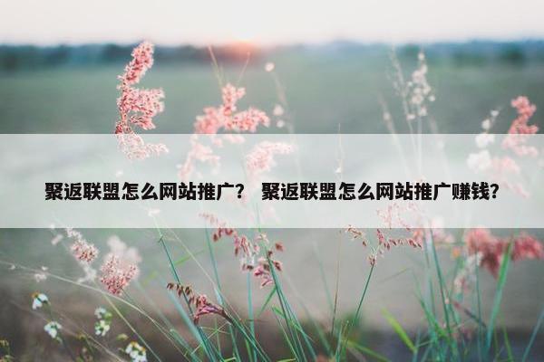 聚返联盟怎么网站推广？ 聚返联盟怎么网站推广赚钱？