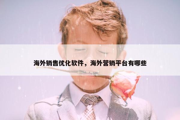 海外销售优化软件，海外营销平台有哪些