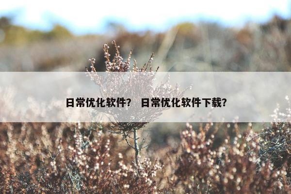 日常优化软件？ 日常优化软件下载？