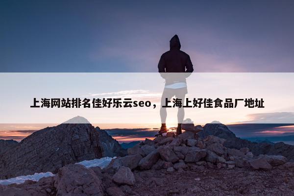 上海网站排名佳好乐云seo，上海上好佳食品厂地址