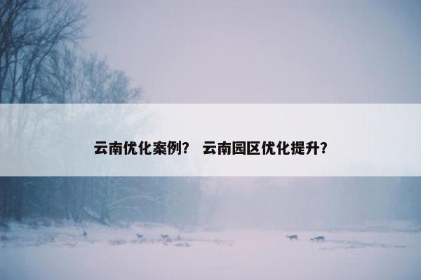 云南优化案例？ 云南园区优化提升？