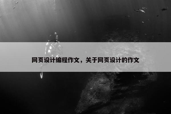 网页设计编程作文，关于网页设计的作文