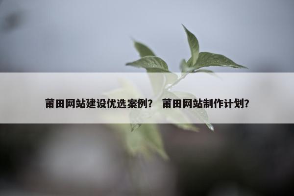 莆田网站建设优选案例？ 莆田网站制作计划？