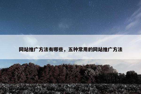 网站推广方法有哪些，五种常用的网站推广方法