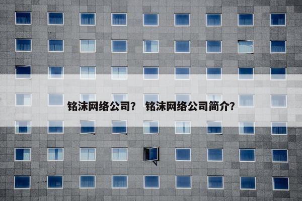 铭沫网络公司？ 铭沫网络公司简介？