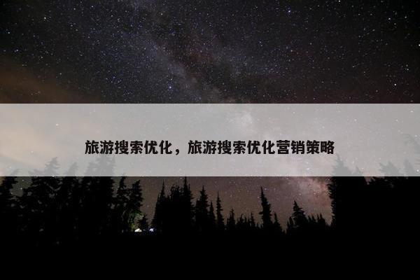 旅游搜索优化，旅游搜索优化营销策略