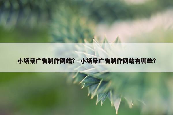 小场景广告制作网站？ 小场景广告制作网站有哪些？