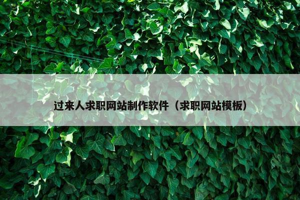 过来人求职网站制作软件（求职网站模板）