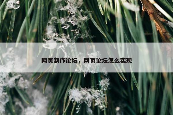 网页制作论坛，网页论坛怎么实现