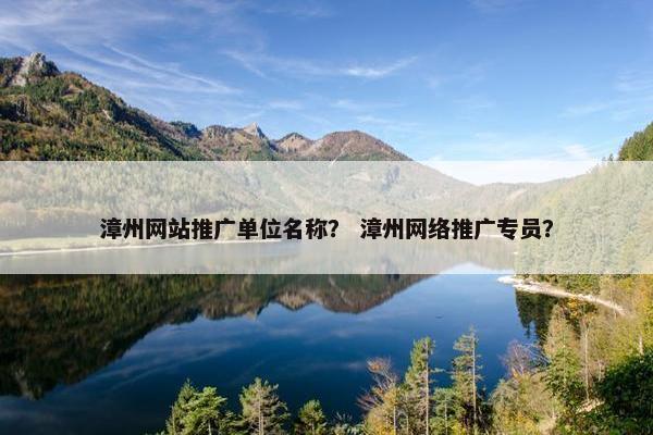 漳州网站推广单位名称？ 漳州网络推广专员？