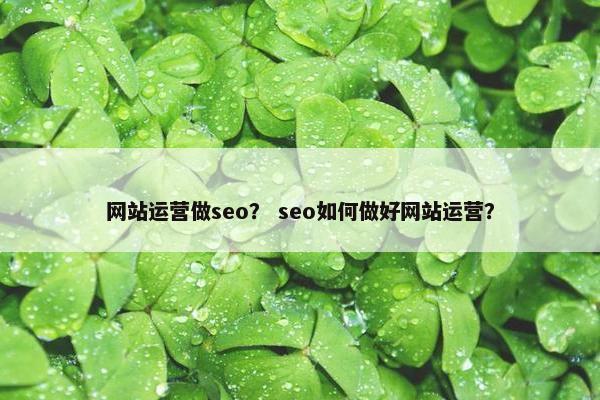 网站运营做seo？ seo如何做好网站运营？