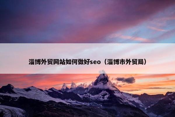 淄博外贸网站如何做好seo（淄博市外贸局）
