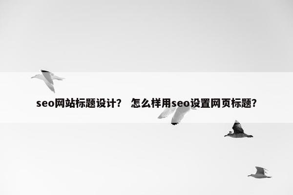 seo网站标题设计？ 怎么样用seo设置网页标题？