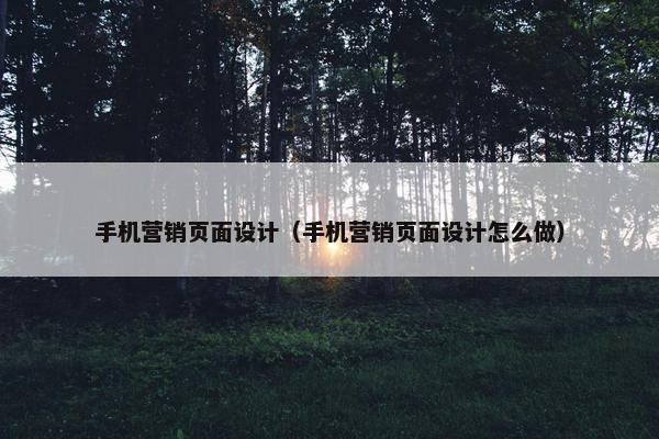 手机营销页面设计（手机营销页面设计怎么做）