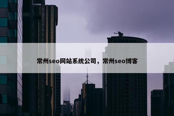 常州seo网站系统公司，常州seo博客