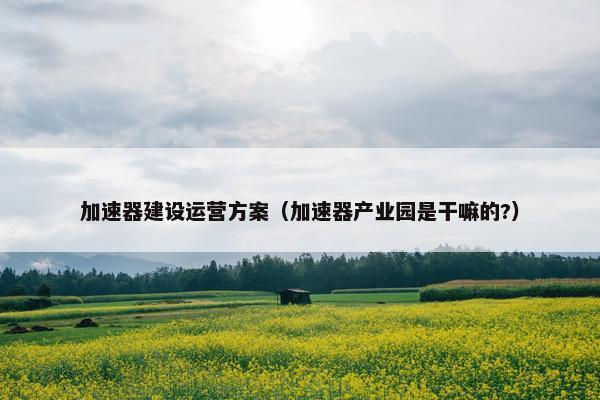 加速器建设运营方案（加速器产业园是干嘛的?）