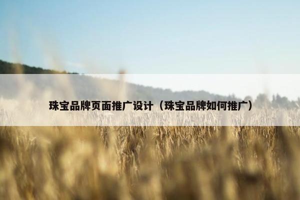 珠宝品牌页面推广设计（珠宝品牌如何推广）