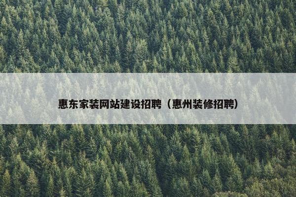 惠东家装网站建设招聘（惠州装修招聘）