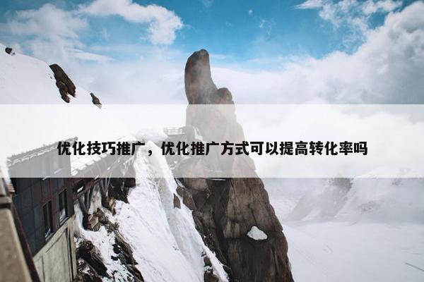 优化技巧推广，优化推广方式可以提高转化率吗