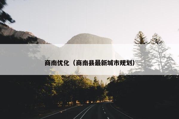 商南优化（商南县最新城市规划）