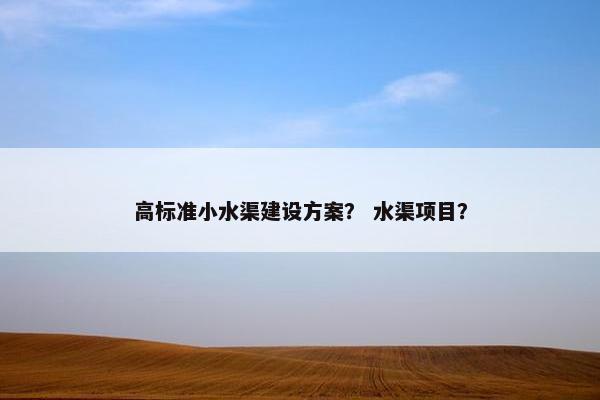 高标准小水渠建设方案？ 水渠项目？